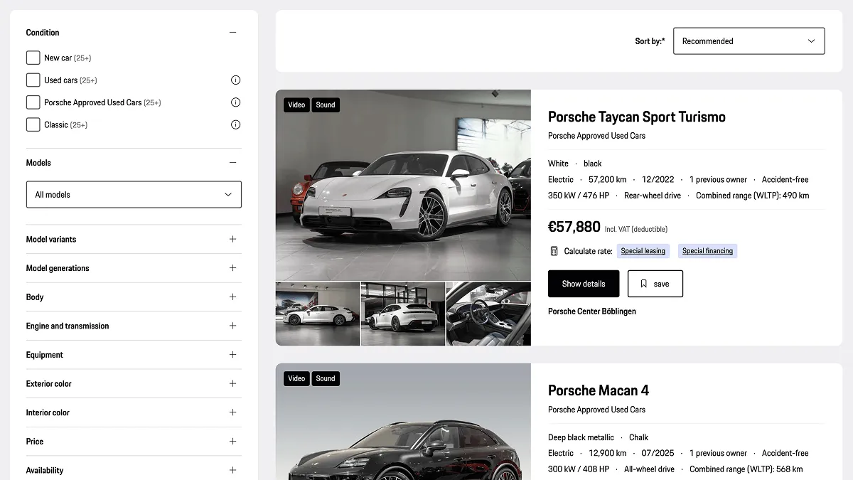 Porsche stock locator